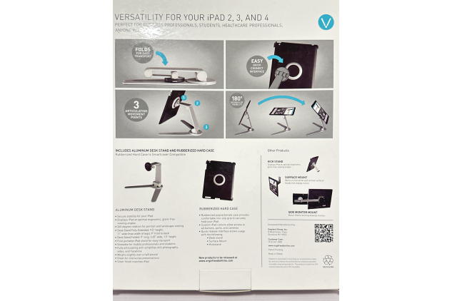 Ergotech VersaStand iPad Desk Stand – Folding Aluminum, 360° Rotation | For iPAD 2,3,4