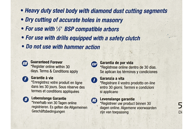 Silverline 427560 Diamond Core Drill Bit 107mm x 47mm