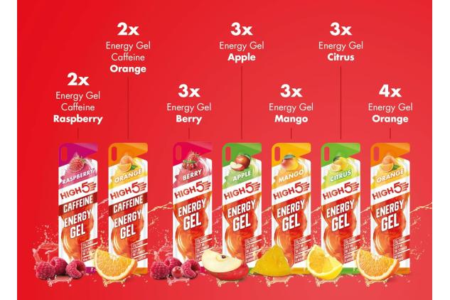 HIGH5 Energy Gels Mixed Flavours 20 × 40g Fast-Acting Sports Fuel 23g Carbs Per Gel