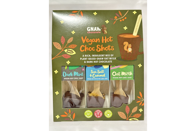 Gnaw Vegan Hot Chocolate Gift Sets – 6 x 3 Flavour Packs – Mint, Caramel & Oat