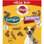 Pedigree Mega Box Dog Treats – 740g Multipack | 3 x 140g Tasty Minis + 8 Jumbone Mini Sticks | Chicken, Duck & Beef Flavours