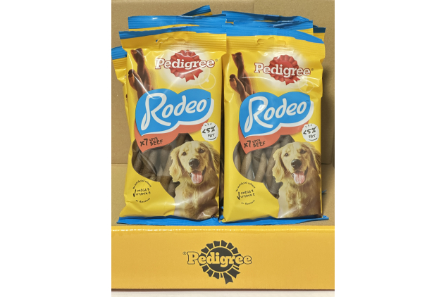 Pedigree Rodeo BEEF Dog Treats 84 Sticks (12 x 7 Multipack) with Omega 3 & Vitamins