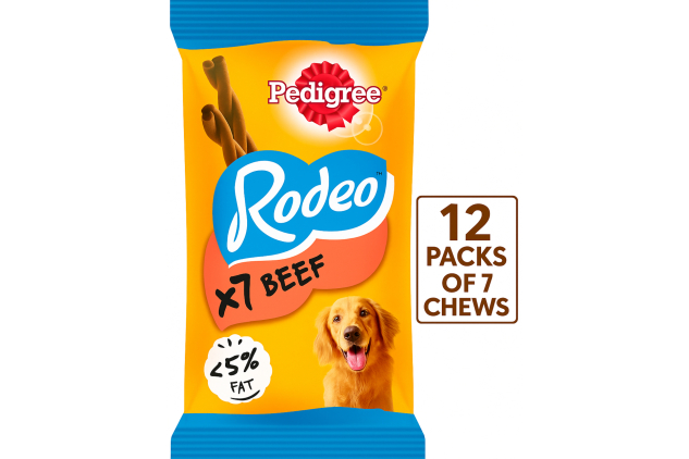 Pedigree Rodeo BEEF Dog Treats 84 Sticks (12 x 7 Multipack) with Omega 3 & Vitamins