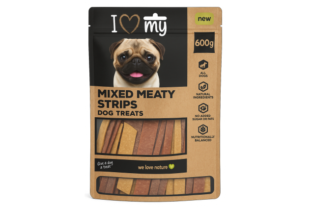 I Love My Pets Meaty Strips Dog Treats 600g – Mixed Flavour – Training Bumper Pack