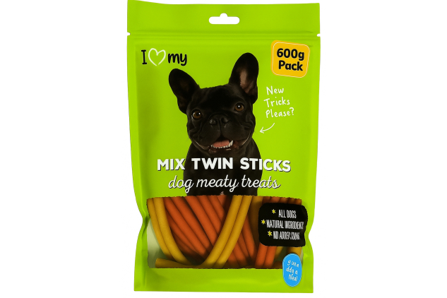 I Love My Pets Twin Meaty Sticks Dog Treats 600g – Mixed Flavours – Bumper Pack