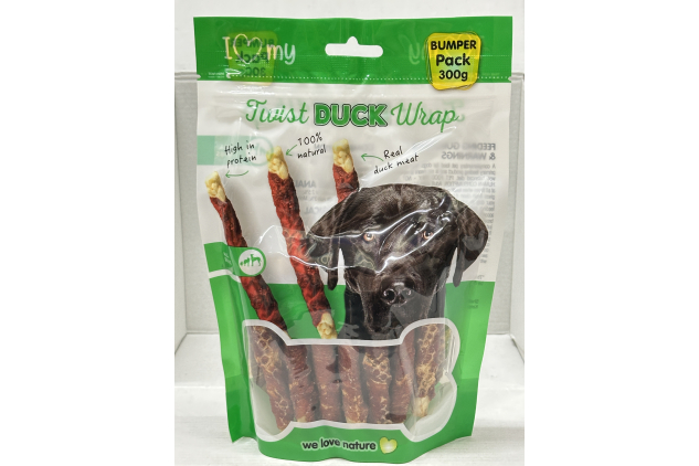 I Love My Pets Duck Wrap Meaty Sticks Dog Treats – 300g – Twist Chews