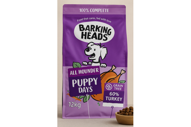 Barking Heads Puppy Days Turkey 12kg – Grain Free Hypoallergenic Dry Puppy Food – Sensitive Digestion & Healthy Growth – Vet Approved