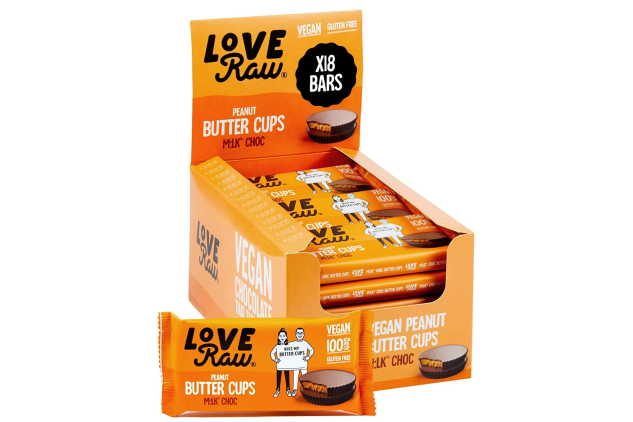 Love Raw Vegan Milk Chocolate Flavour Peanut Butter Cups – 18 x 34g | Plant-Based, Gluten-Free