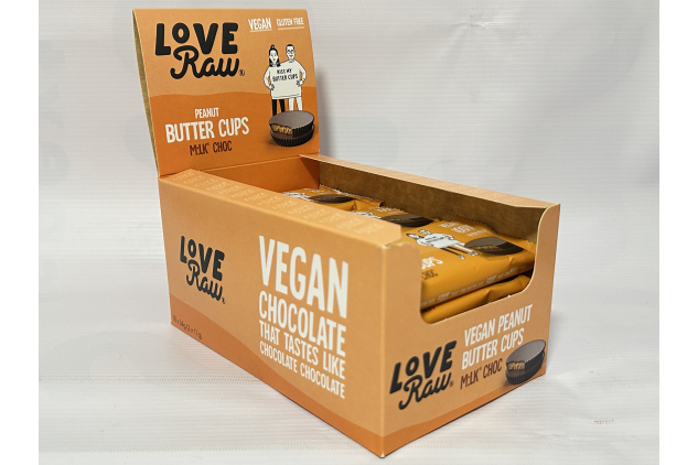 Love Raw Vegan Milk Chocolate Flavour Peanut Butter Cups – 18 x 34g | Plant-Based, Gluten-Free