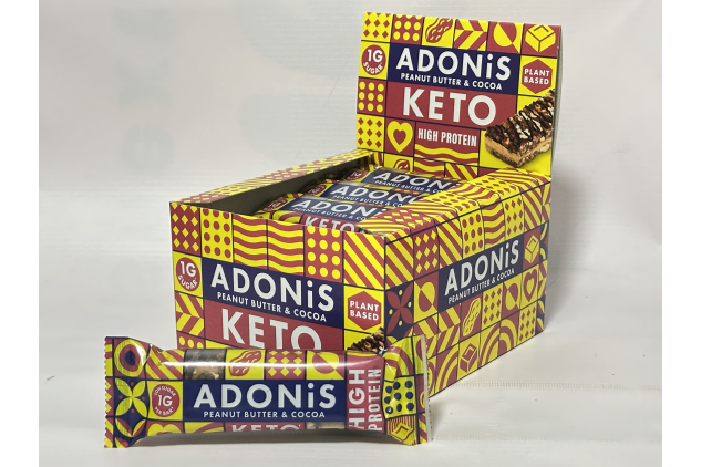 Adonis Peanut Butter & Cocoa Keto Bars – 32×45 g | Vegan • Low‑Sugar • High‑Protein