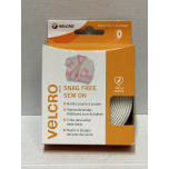 VELCRO Brand Snag Free Sew On Tape - 20mm x 3m - White For Delicate Fabrics