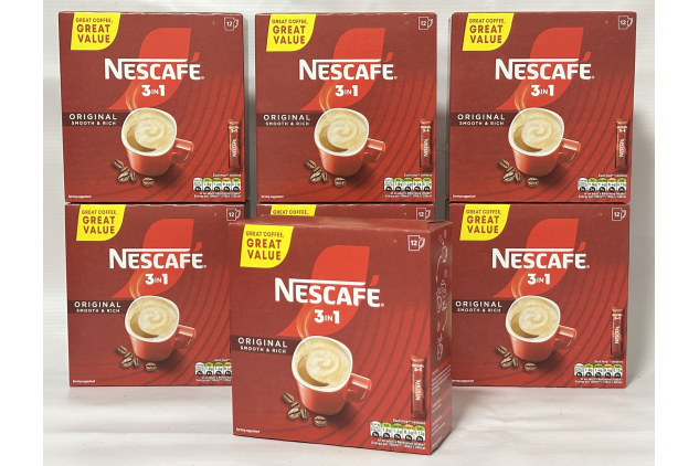 NESCAFE 3 in 1 Original Instant Coffee Sachets – 7 Packs of 12 (84 Servings)