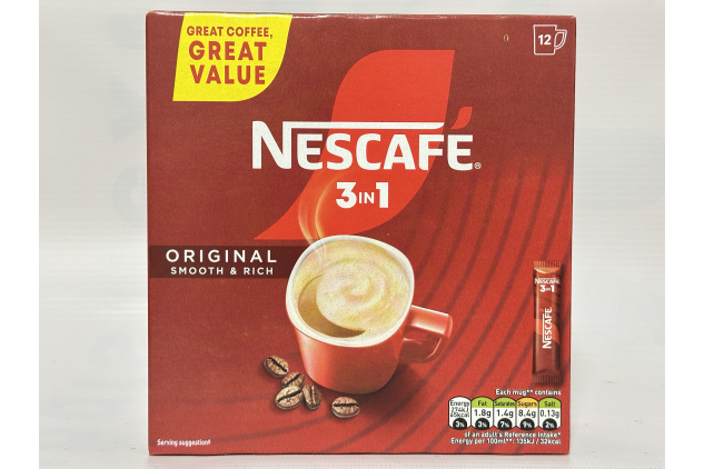 NESCAFE 3 in 1 Original Instant Coffee Sachets – 7 Packs of 12 (84 Servings)