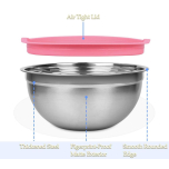 5-Piece Stainless Steel Mixing Bowl Set with Lids + Measuring Spoons & Whisk