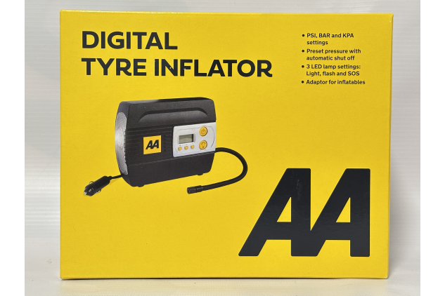 AA 12V Digital Tyre Inflator AA5502 – Portable Air Compressor for Car, Bike & Inflatables – Compact, Easy to Use