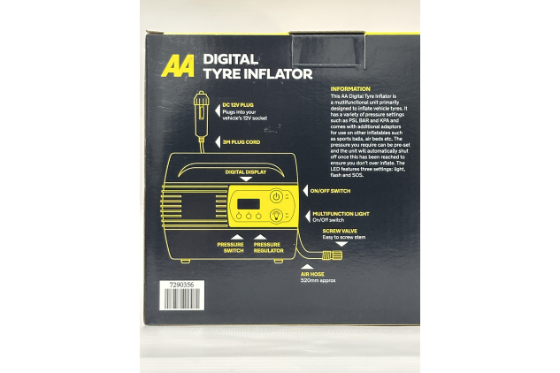 AA 12V Digital Tyre Inflator AA5502 – Portable Air Compressor for Car, Bike & Inflatables – Compact, Easy to Use