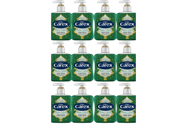 Carex Christmas Edition Antibacterial Hand Wash Eucalyptus & Cedar – 12 x 250ml Bulk Pack – Cleans & Protects Hands | Festive Fragrance