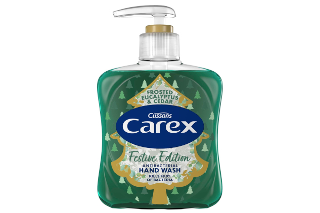 Carex Christmas Edition Antibacterial Hand Wash Eucalyptus & Cedar – 12 x 250ml Bulk Pack – Cleans & Protects Hands | Festive Fragrance