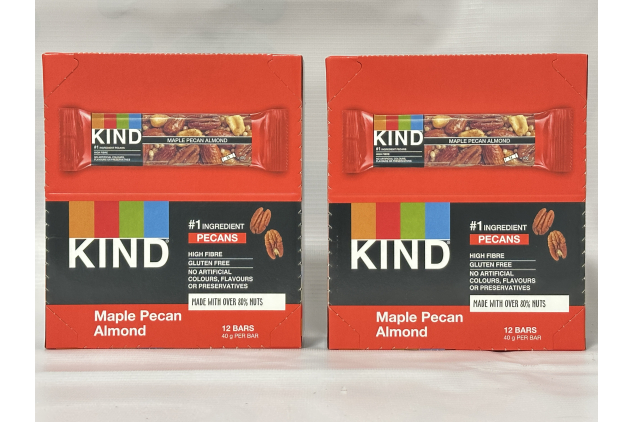 KIND Maple Pecan Almond Bars – 24 × 40g – Gluten-Free, High Fibre Snack – No Artificial Colours or Preservatives
