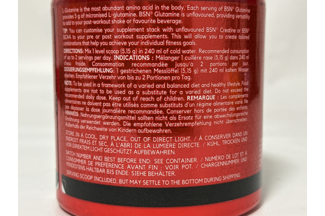 BSN DNA Glutamine Powder – 309g (60 Servings) – Unflavoured L-Glutamine Supplement – Pre/Post Workout Recovery