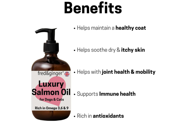 Fred & Ginger Salmon Oil for Dogs & Cats – 2 × 500ml – Omega 3, 6 & 9 Supplement – Joint, Skin & Immune Support – Natural Pet Food Topper