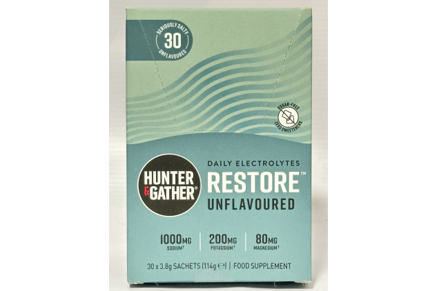 Hunter & Gather Restore Daily Electrolytes Unflavoured – 30 x 3.8g Sachets | No Sugar | Keto Friendly