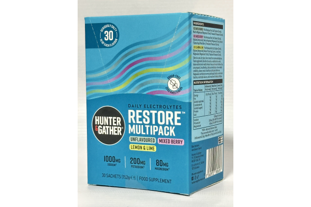 Hunter & Gather Restore Electrolytes Variety Pack – 30 Sachets | No Sugar or Sweeteners | 100% Natural Hydration | Keto Friendly