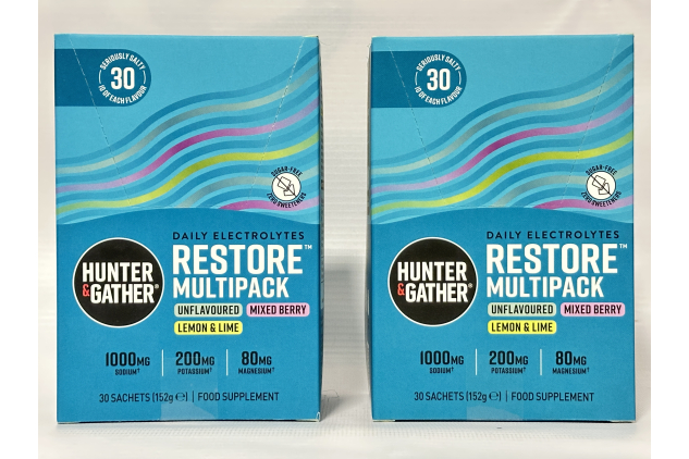 Hunter & Gather Electrolyte Sachets – 60 Pack Variety | 3 Flavours | No Sugar or Sweeteners | Keto & Fasting Friendly | High Sodium, Potassium, Magnesium