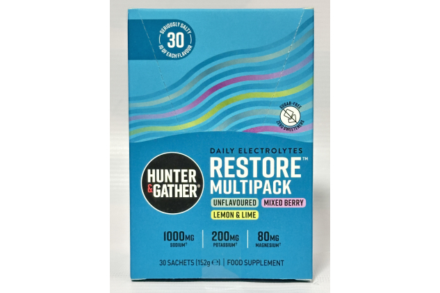 Hunter & Gather Electrolyte Sachets – 60 Pack Variety | 3 Flavours | No Sugar or Sweeteners | Keto & Fasting Friendly | High Sodium, Potassium, Magnesium