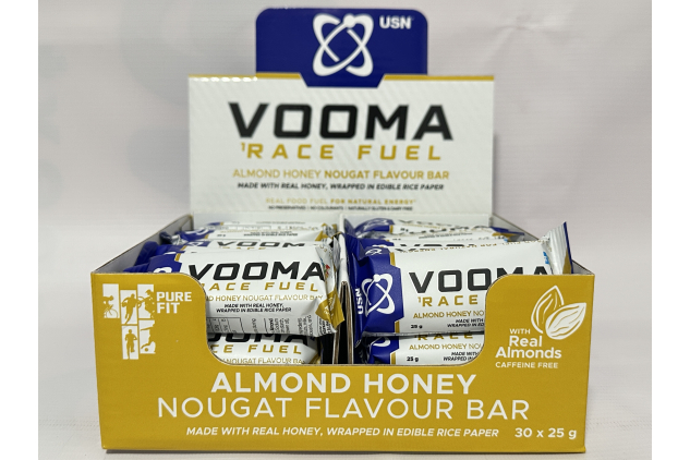 USN Vooma Race Fuel Bars – Almond & Honey Nougat Energy Bars | 30 x 25g | Fast-Release Carbohydrate | Performance Fuel for Endurance & Training