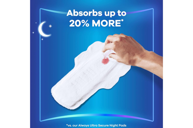 Always Infinity FlexProtect Night Pads with Wings Size 4 – 54 Pads (9 x 6 Packs) | Unscented | Secure Night Extra Protection | Flex Design | Ultra Thin & Absorbent