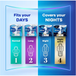 Always Infinity FlexProtect Night Pads with Wings Size 4 – 54 Pads (9 x 6 Packs) | Unscented | Secure Night Extra Protection | Flex Design | Ultra Thin & Absorbent