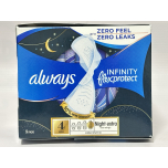 Always Infinity FlexProtect Night Pads with Wings Size 4 – 54 Pads (9 x 6 Packs) | Unscented | Secure Night Extra Protection | Flex Design | Ultra Thin & Absorbent
