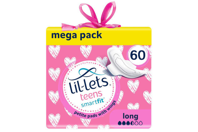 Lil-Lets Teens Long Pads with Wings – 60 Pads (5 x 12 Packs) | Unscented | Soft & Petite Design | Medium Flow Sanitary Towels | First Period Pads for Teenagers | Bulk Pack