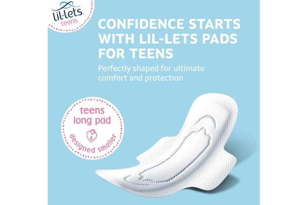 Lil-Lets Teens Long Pads with Wings – 60 Pads (5 x 12 Packs) | Unscented | Soft & Petite Design | Medium Flow Sanitary Towels | First Period Pads for Teenagers | Bulk Pack