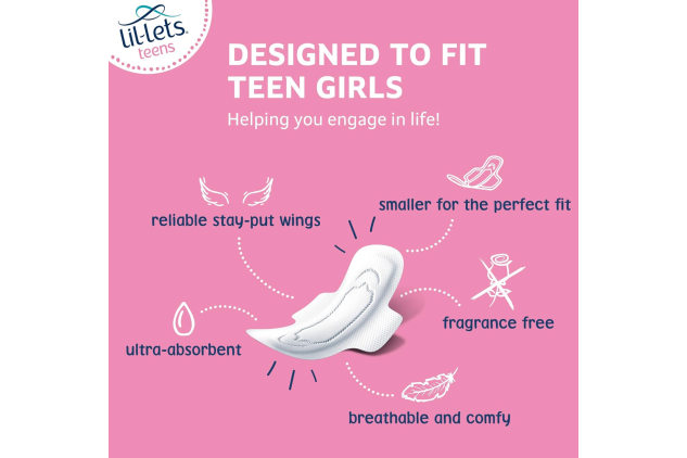 Lil-Lets Teens Long Pads with Wings – 60 Pads (5 x 12 Packs) | Unscented | Soft & Petite Design | Medium Flow Sanitary Towels | First Period Pads for Teenagers | Bulk Pack