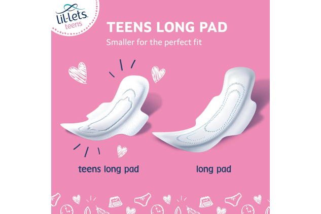 Lil-Lets Teens Long Pads with Wings – 60 Pads (5 x 12 Packs) | Unscented | Soft & Petite Design | Medium Flow Sanitary Towels | First Period Pads for Teenagers | Bulk Pack