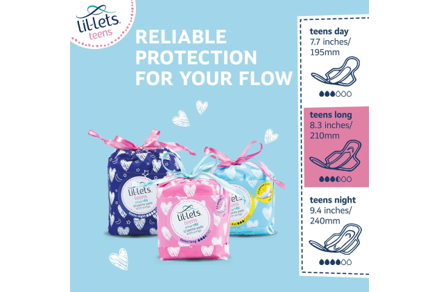 Lil-Lets Teens Long Pads with Wings – 60 Pads (5 x 12 Packs) | Unscented | Soft & Petite Design | Medium Flow Sanitary Towels | First Period Pads for Teenagers | Bulk Pack