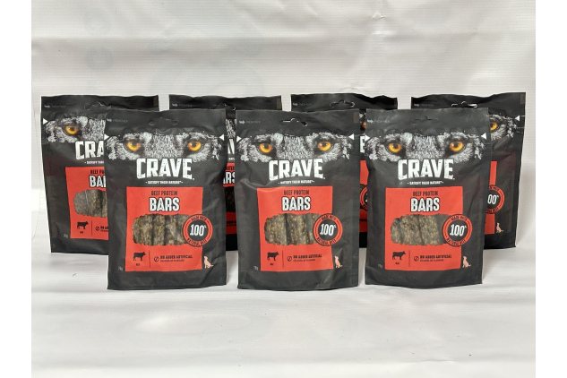 Crave Protein Bars Dog Treats – Beef Flavour – 7 x 76g Packs | High Protein