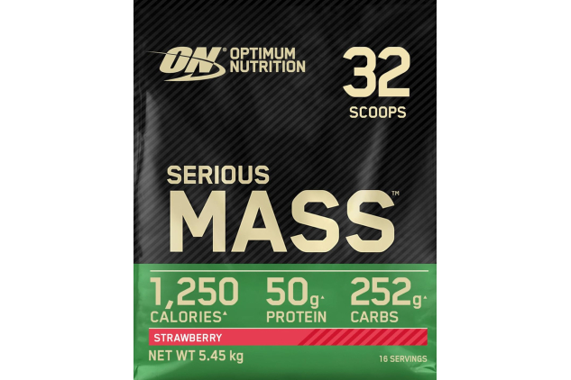 Optimum Nutrition Serious Mass Protein Powder – Strawberry – 5.45kg – High Calorie Weight Gainer