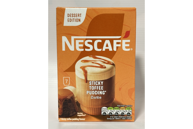 Nescafe Sticky Toffee Pudding LATTE Instant Coffee Sachets – 42 Servings (6 × 7 Packs) Dessert Edition Range