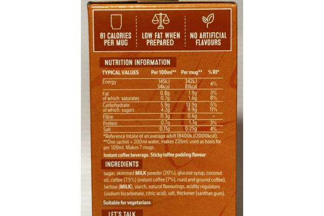 Nescafe Sticky Toffee Pudding LATTE Instant Coffee Sachets – 42 Servings (6 × 7 Packs) Dessert Edition Range