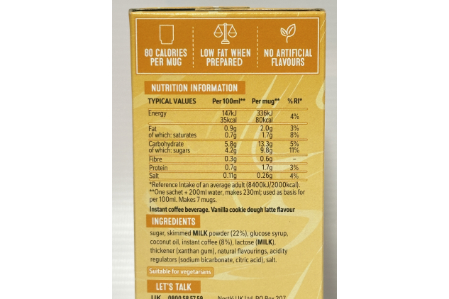 Nescafé Vanilla Cookie Dough Latte Instant Coffee Sachets – Dessert Edition – 6 x 7 Packs (42 Servings)