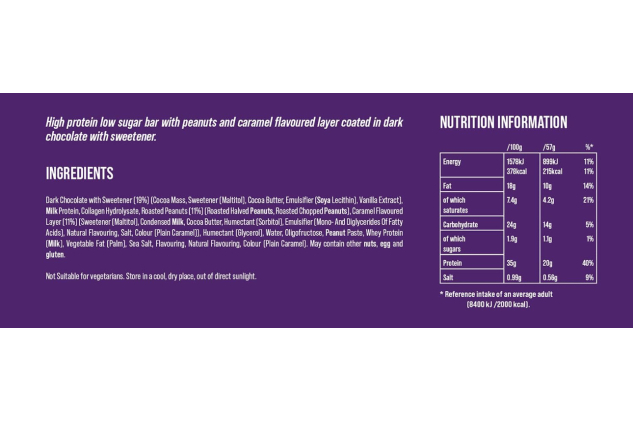 Snickers Hi Protein Low Sugar Dark Chocolate Bars – 12 x 57g – 20g Protein