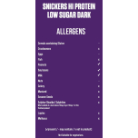 Snickers Hi Protein Low Sugar Dark Chocolate Bars – 12 x 57g – 20g Protein