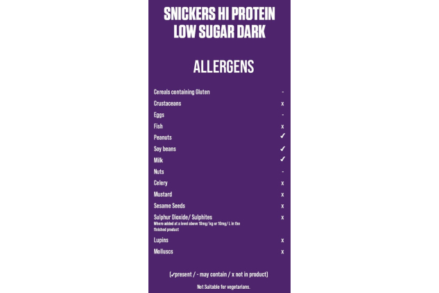 Snickers Hi Protein Low Sugar Dark Chocolate Bars – 12 x 57g – 20g Protein
