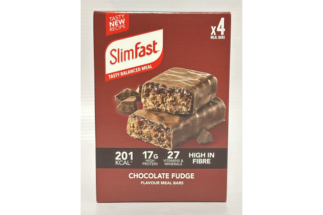 SlimFast Chocolate Fudge Meal Replacement Bars – 16 x 60g (4 Packs of 4) – High Protein & 27 Vitamins