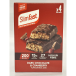 SlimFast Dark Chocolate & Cranberry Meal Replacement Bars – 16 x 60g (4 Packs of 4) – High Protein & 27 Vitamins