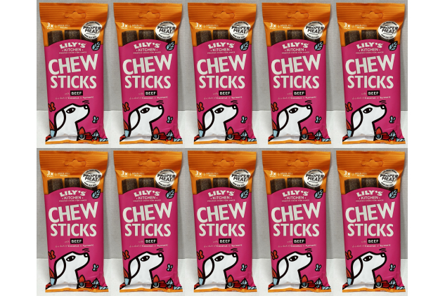 Lily’s Kitchen Beef Chew Sticks for Dogs 10 x 120g – Natural Ingredients, Grain Free, Bulk Buy Treats