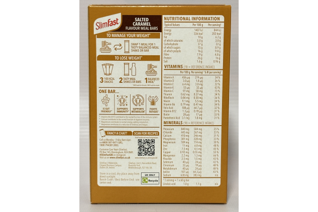 SlimFast Salted Caramel Meal Bars 16 x 60g High Protein 27 Vitamins & Minerals